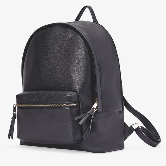 NWT JustFab Ash Black/Grey faux leather with leopard interior Backpack - Picture 2 of 8